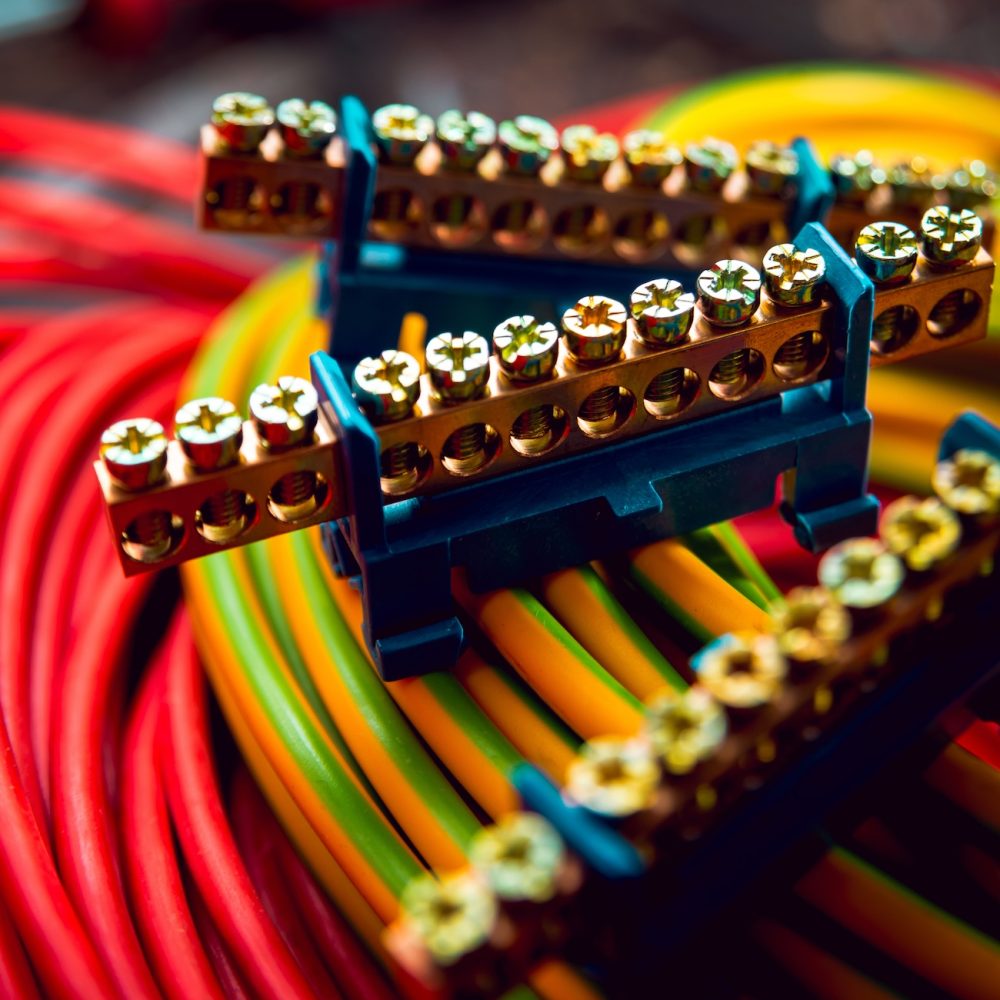 Electrical equipment. Wires and insulation. Background and texture